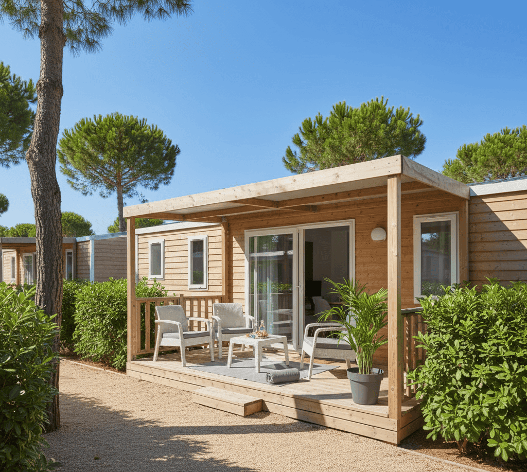 Espace restauration de camping entretenu
